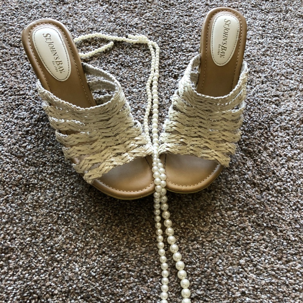 St. John’s Bay White Wedge/Sandals Size 7M